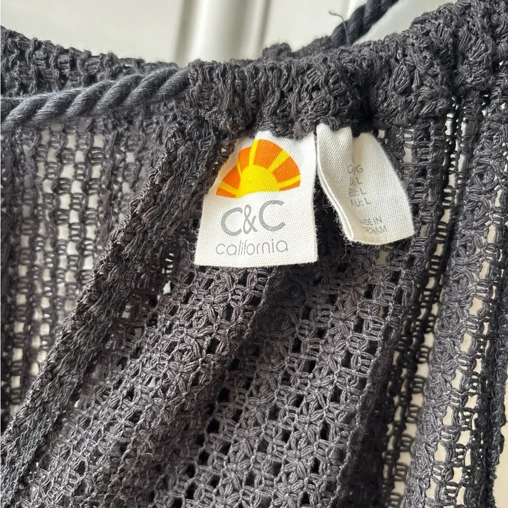 C&C California Black Crochet Swim Coverup